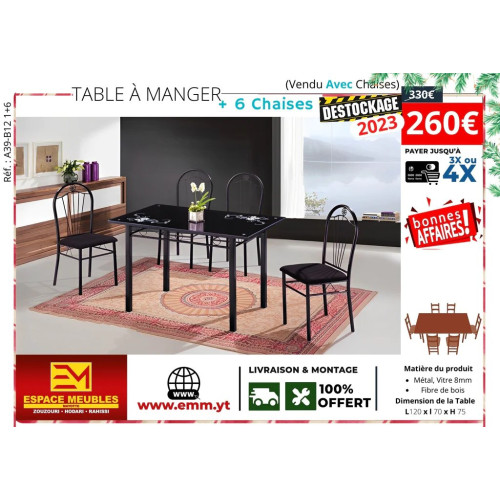 Table à manger + 6 chaıses ° A39-B12 1+6