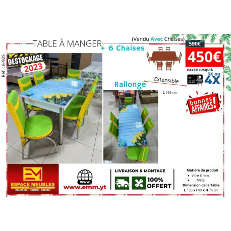 Table à manger + 6 chaıses °6-925