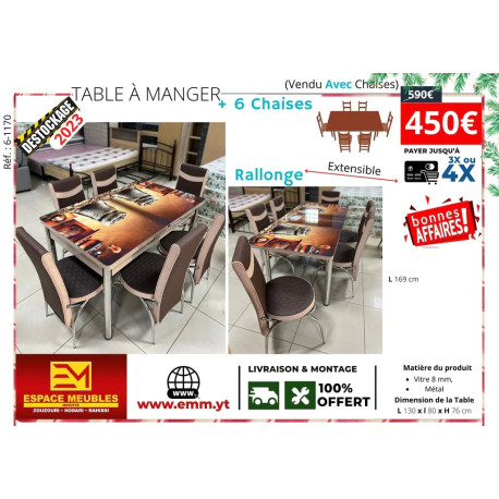 Table à manger + 6 chaıses °6-1170